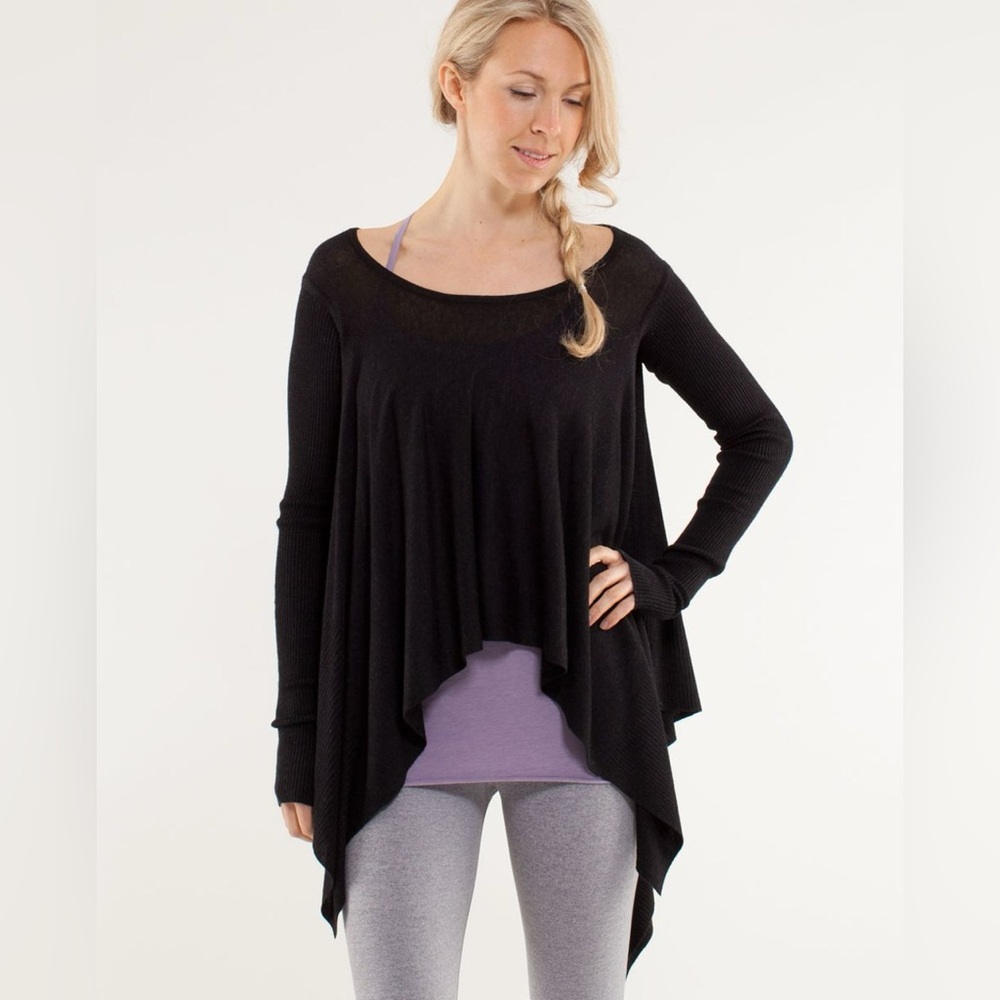 Lululemon Enlightened Pullover Heathered Black size 4